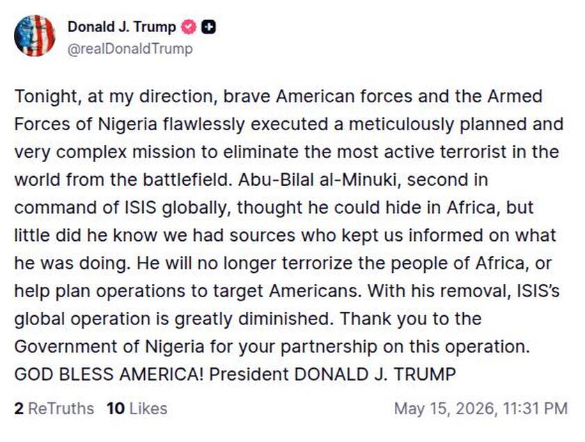 Post image from Donald Trump