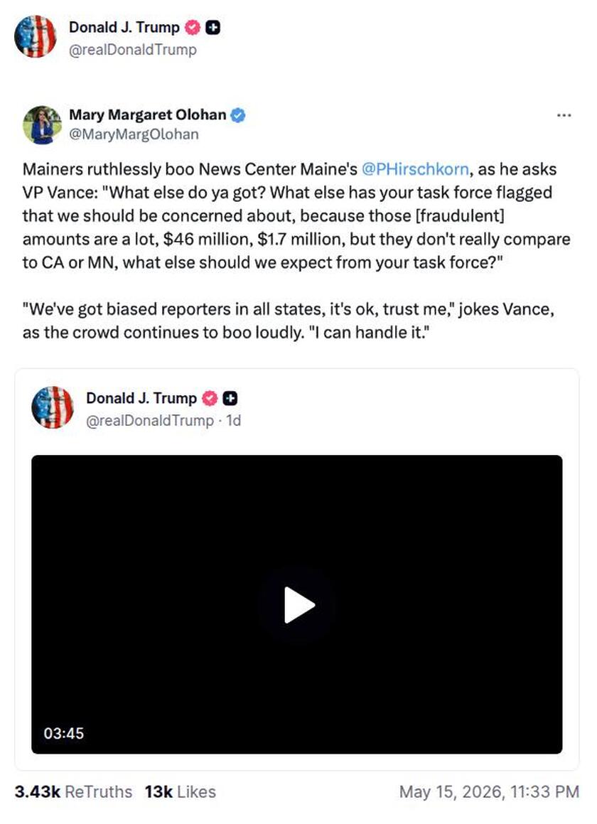 Post preview from Donald Trump