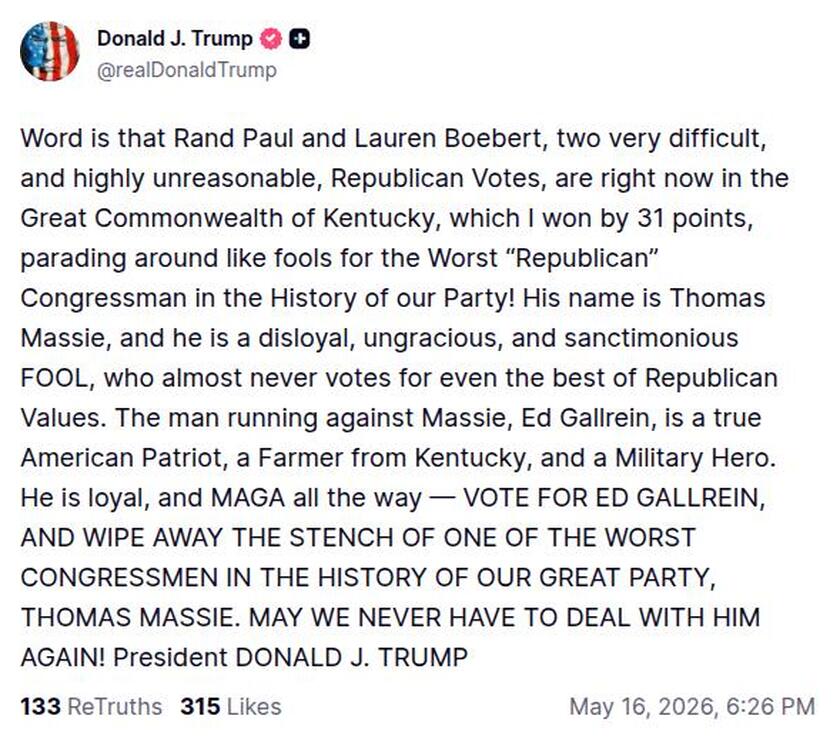 Post image from Donald Trump