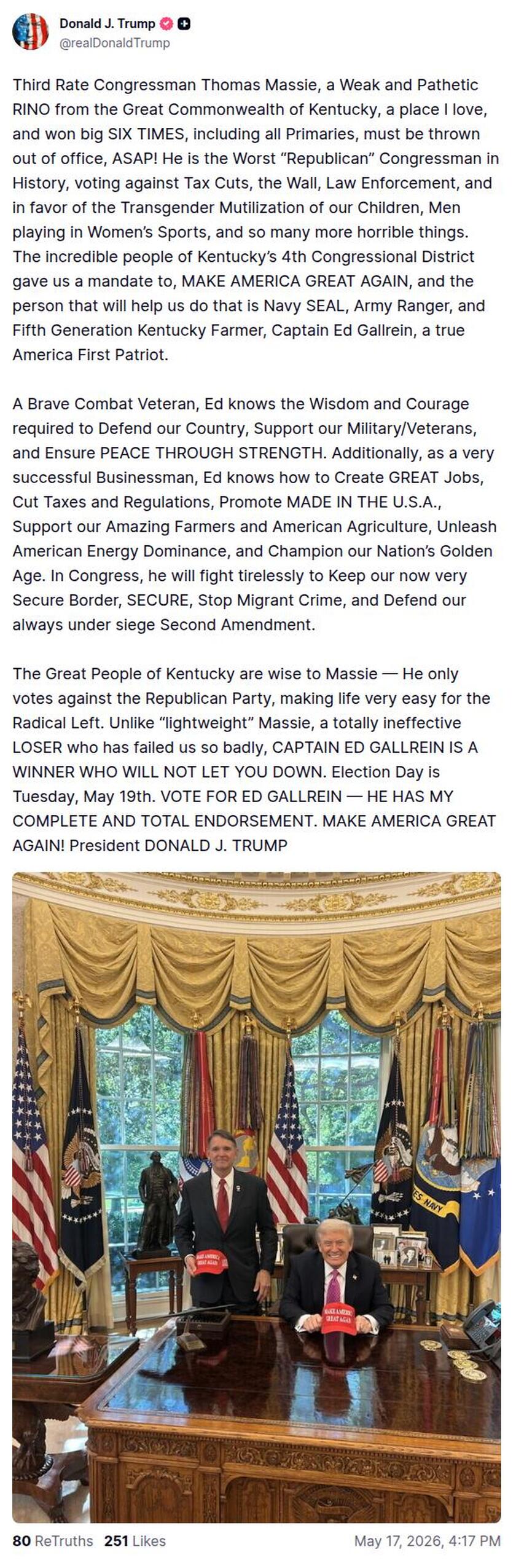 Post image from Donald Trump
