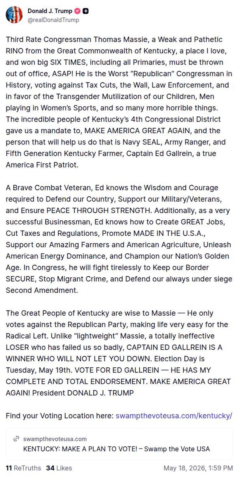 Post image from Donald Trump