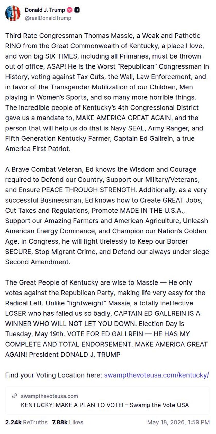 Post image from Donald Trump