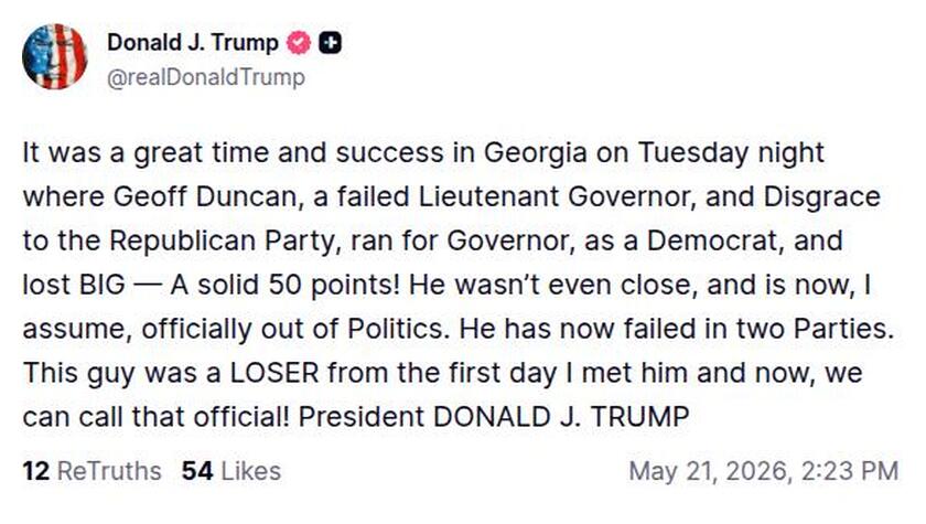 Post preview from Donald Trump