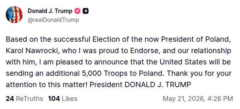 Post preview from Donald Trump