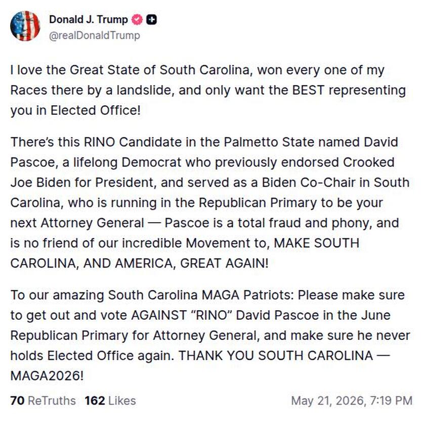 Post preview from Donald Trump