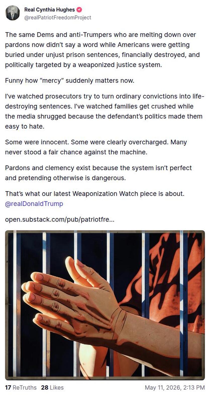 Post preview from Donald Trump