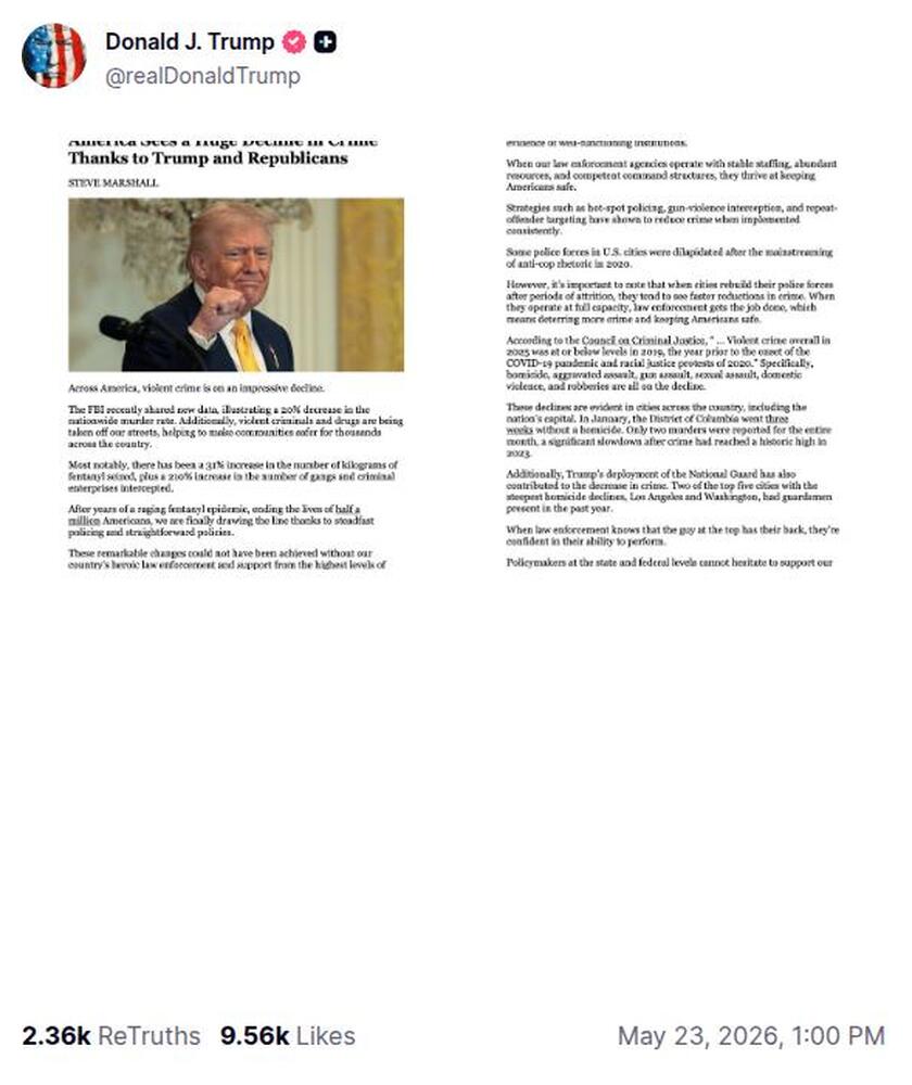Post preview from Donald Trump