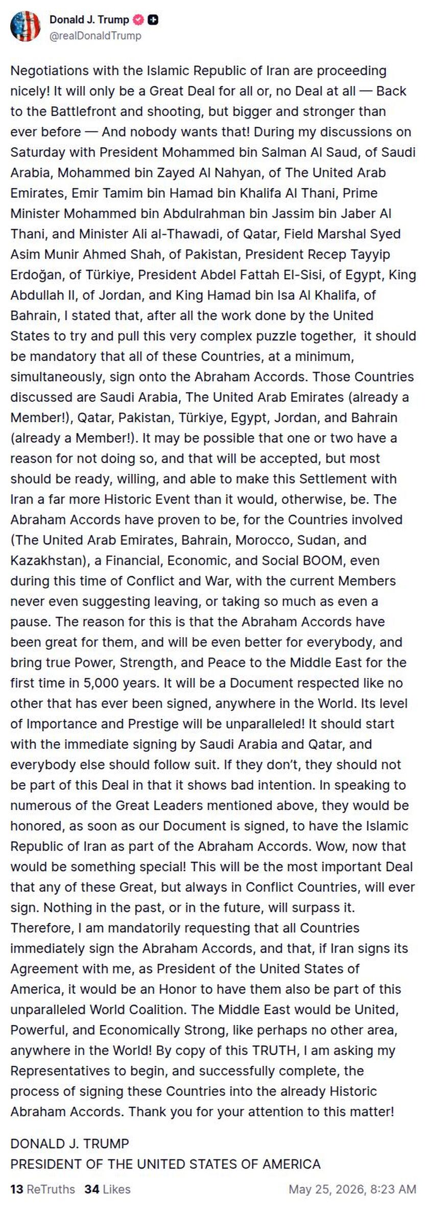Post preview from Donald Trump