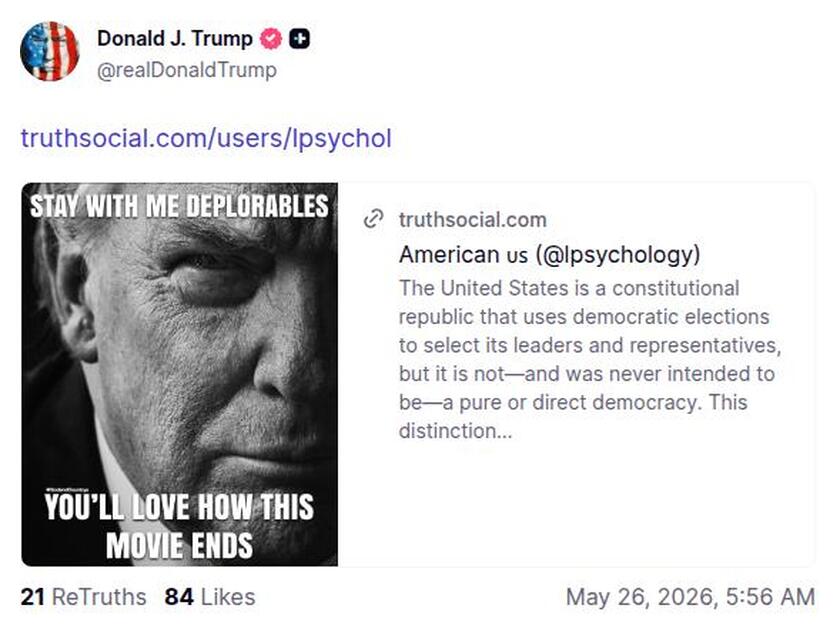 Post preview from Donald Trump
