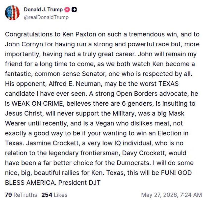Post preview from Donald Trump
