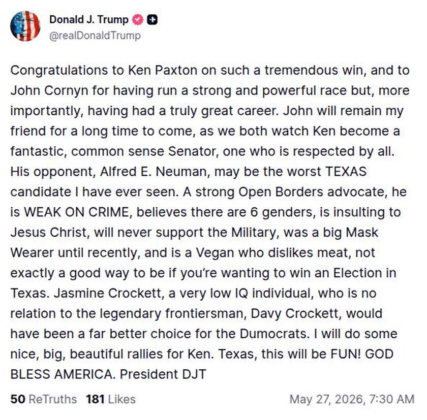 Post preview from Donald Trump