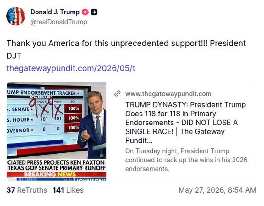 Post image from Donald Trump
