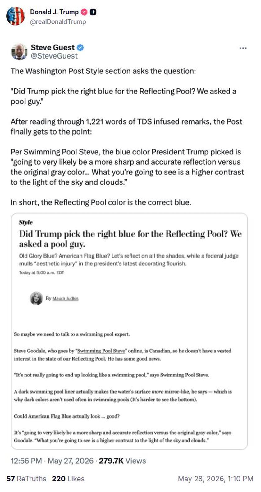 Post preview from Donald Trump