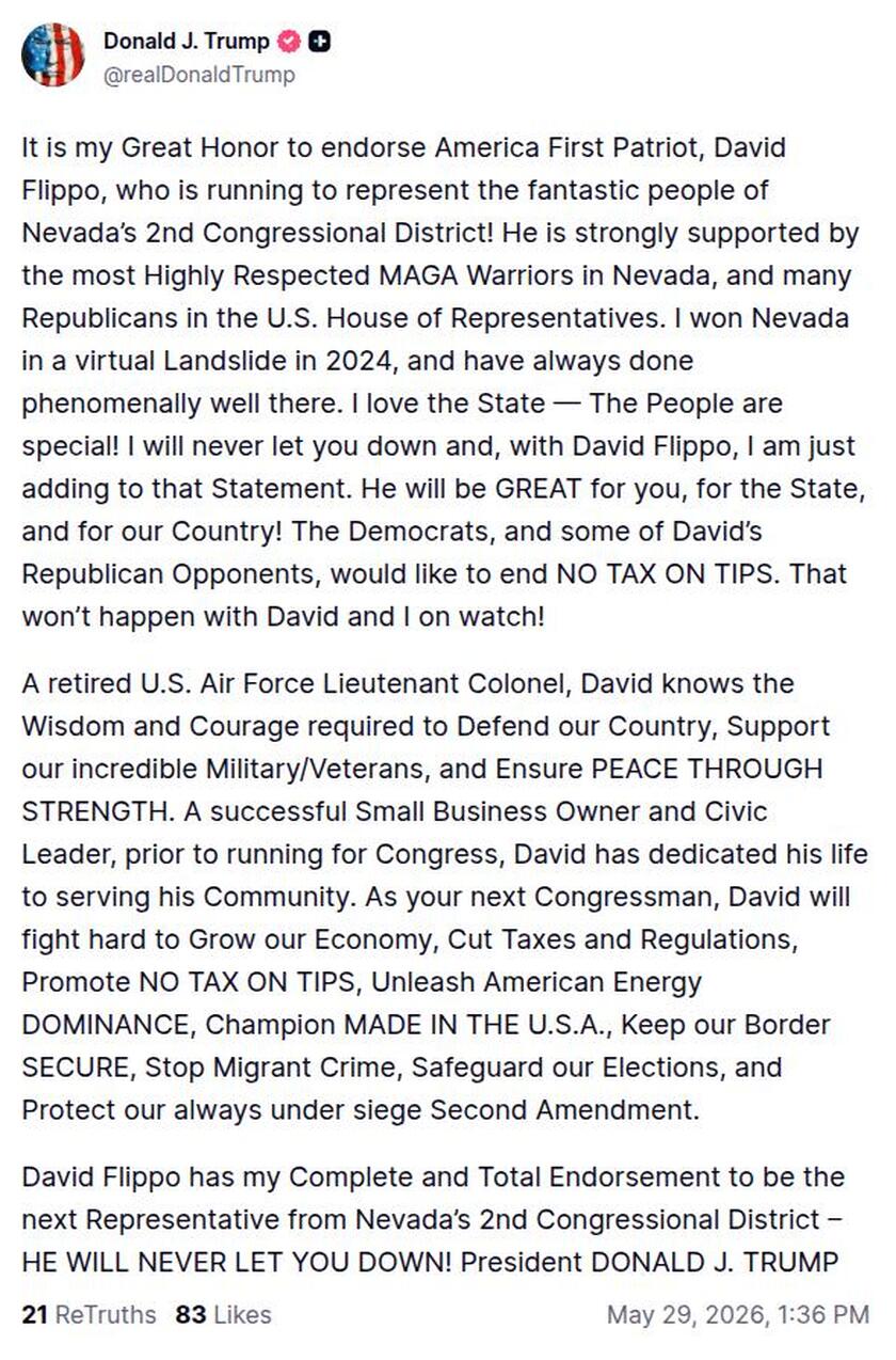 Post preview from Donald Trump