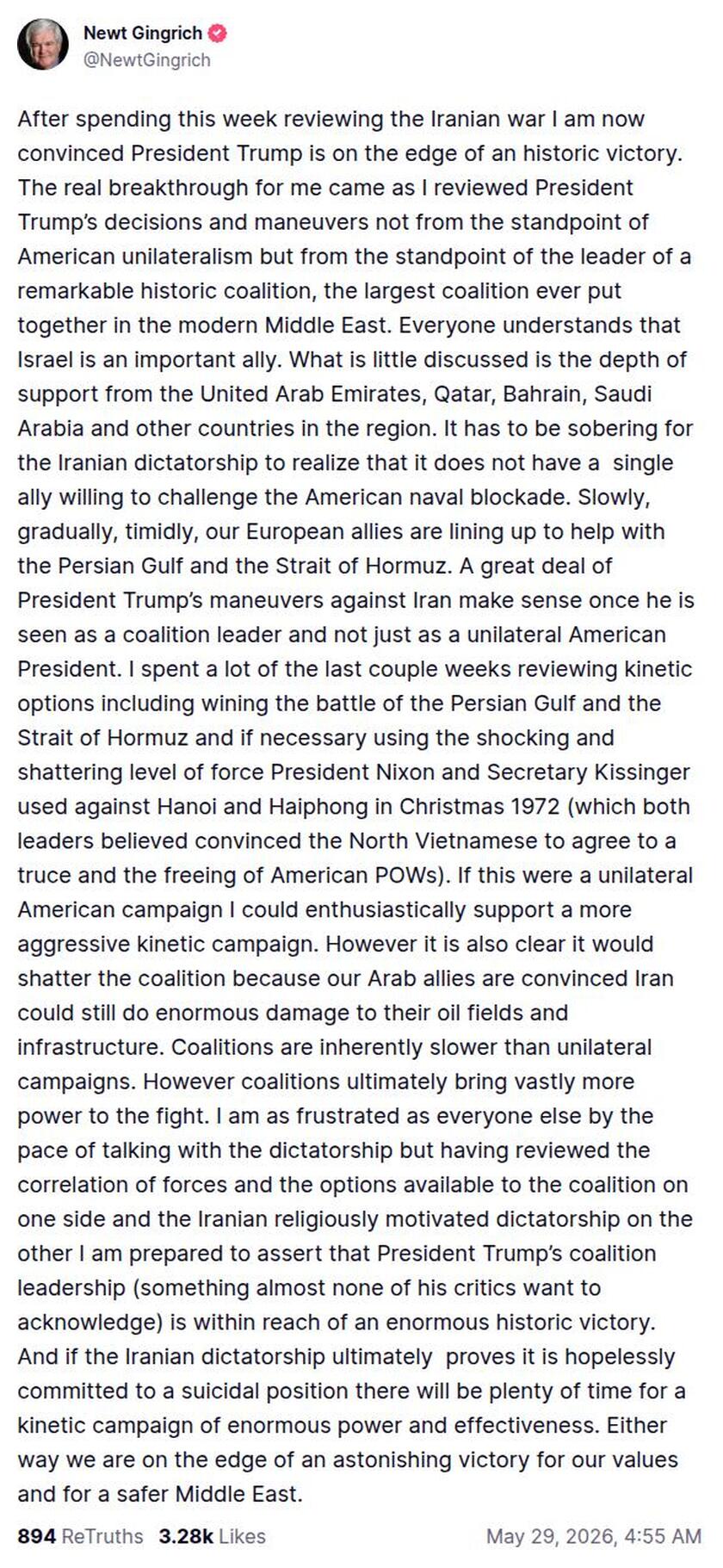Post preview from Donald Trump