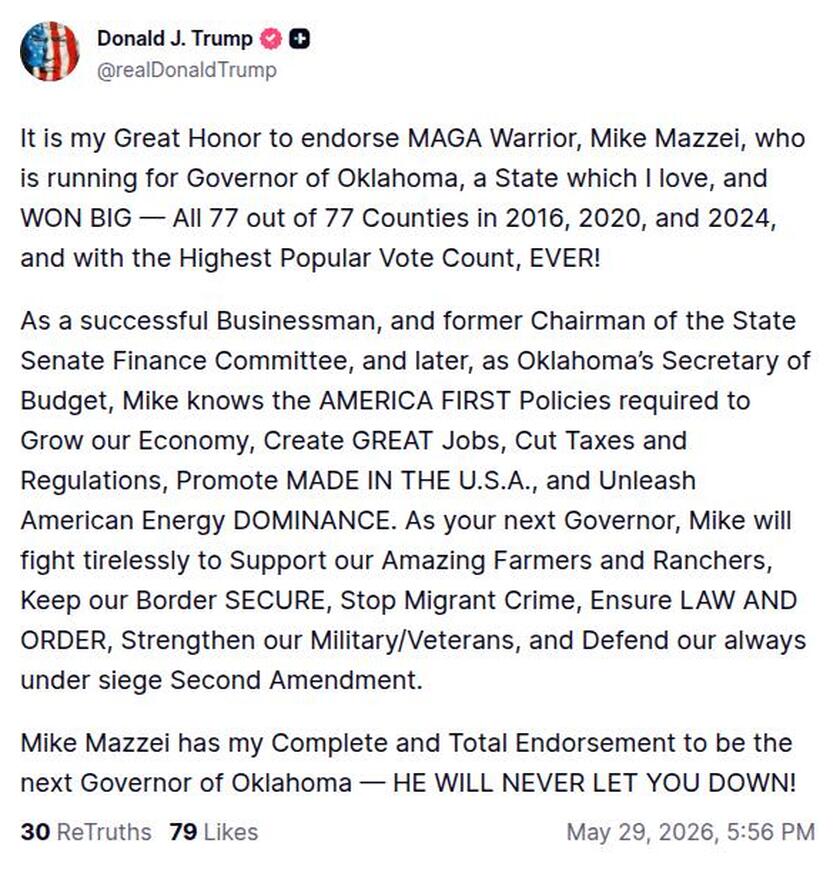 Post preview from Donald Trump
