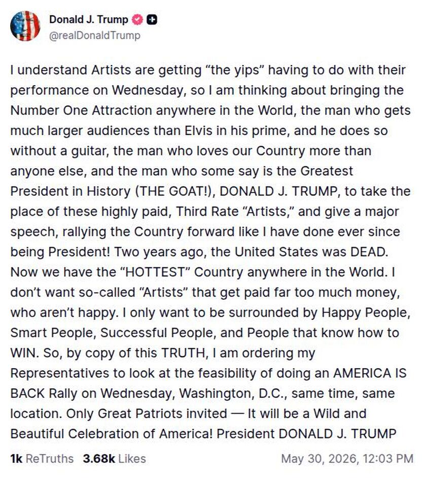 Post image from Donald Trump