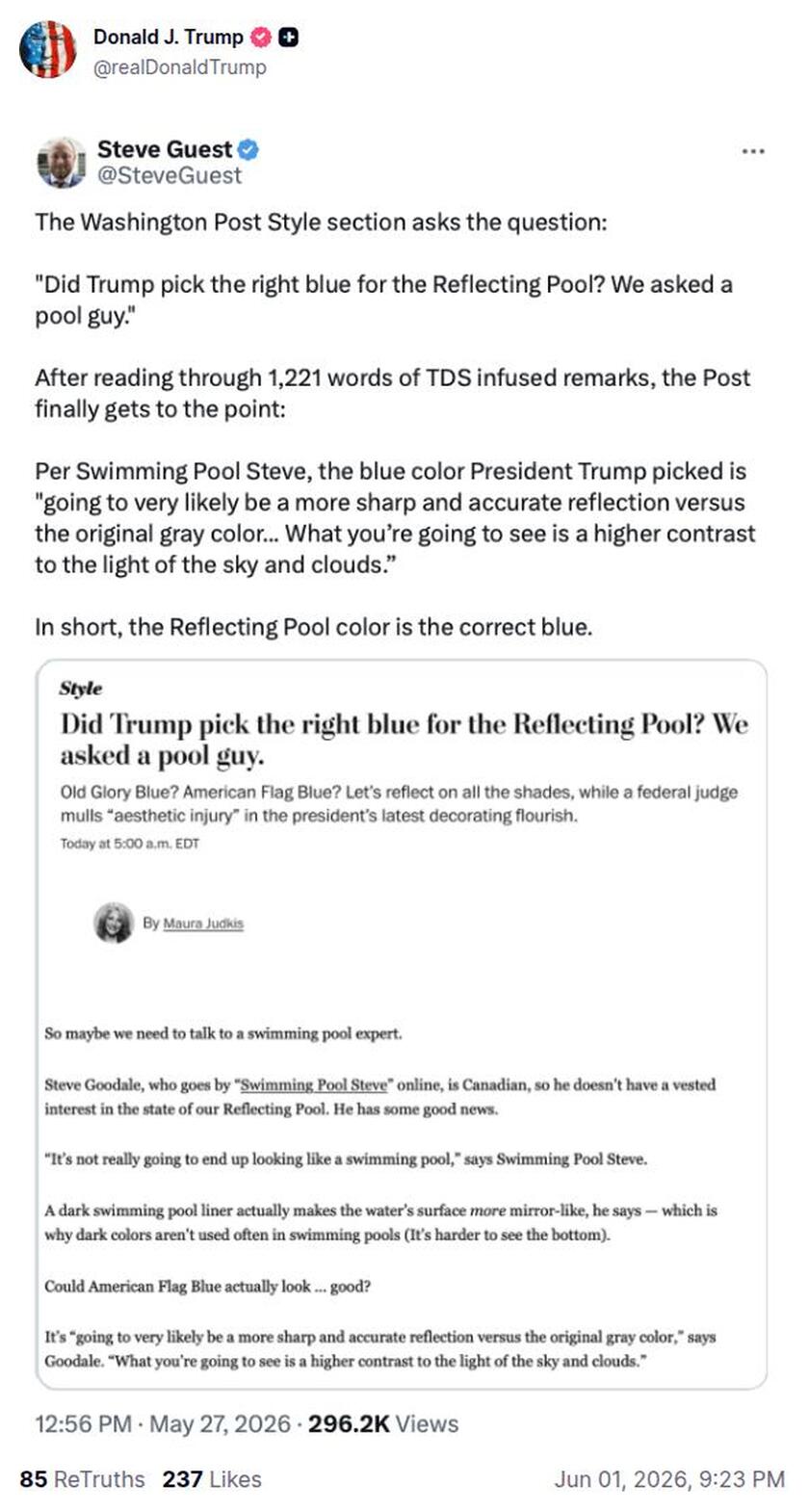 Post preview from Donald Trump