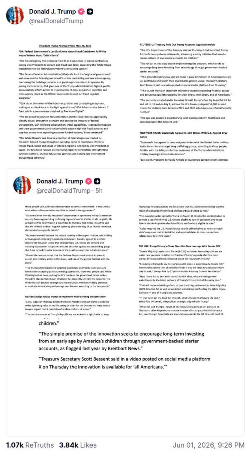 Post preview from Donald Trump