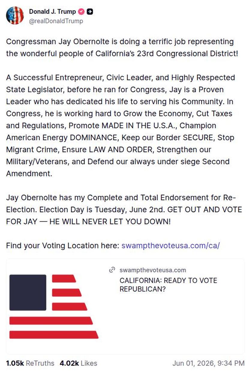 Post preview from Donald Trump