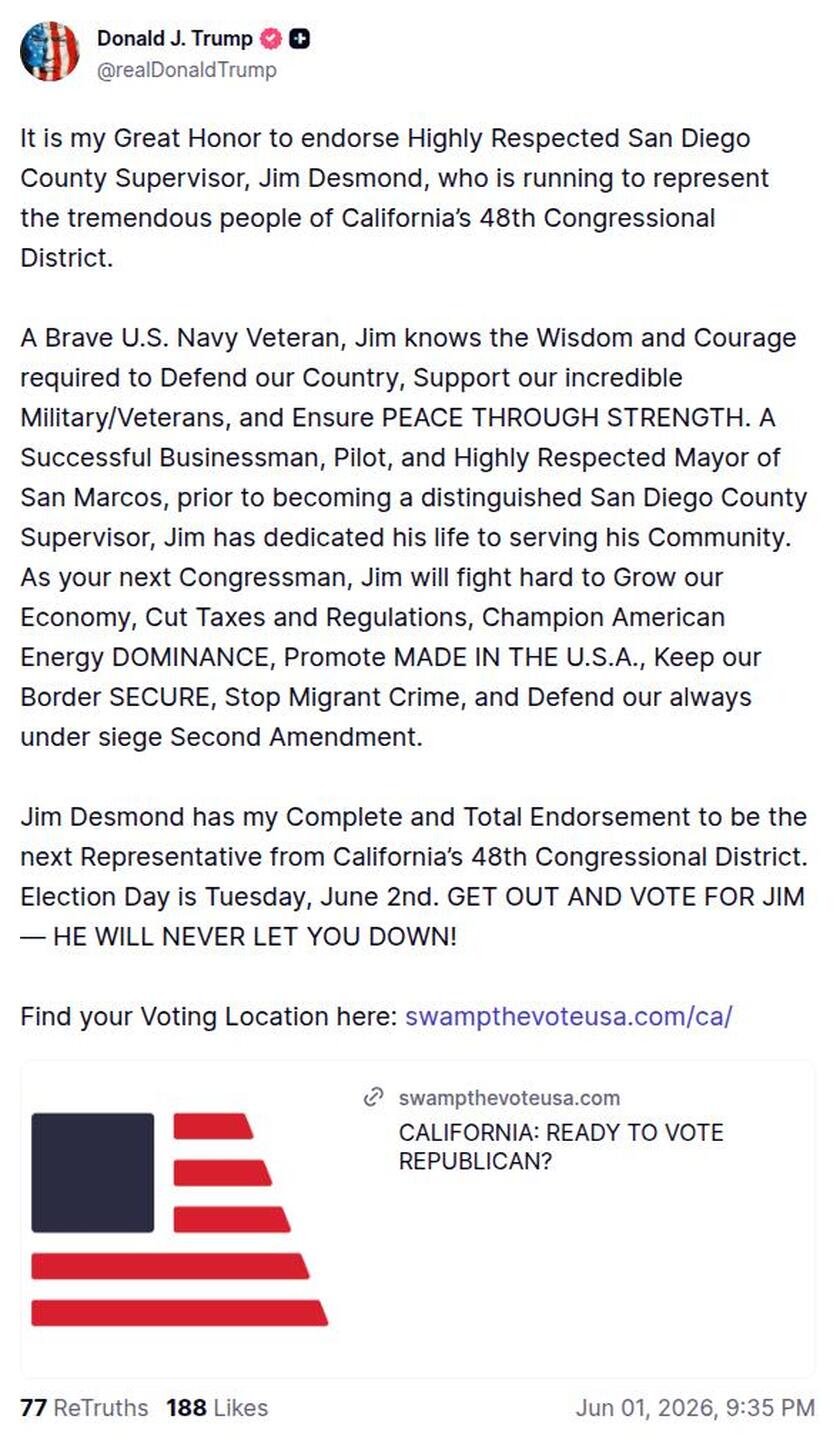 Post preview from Donald Trump