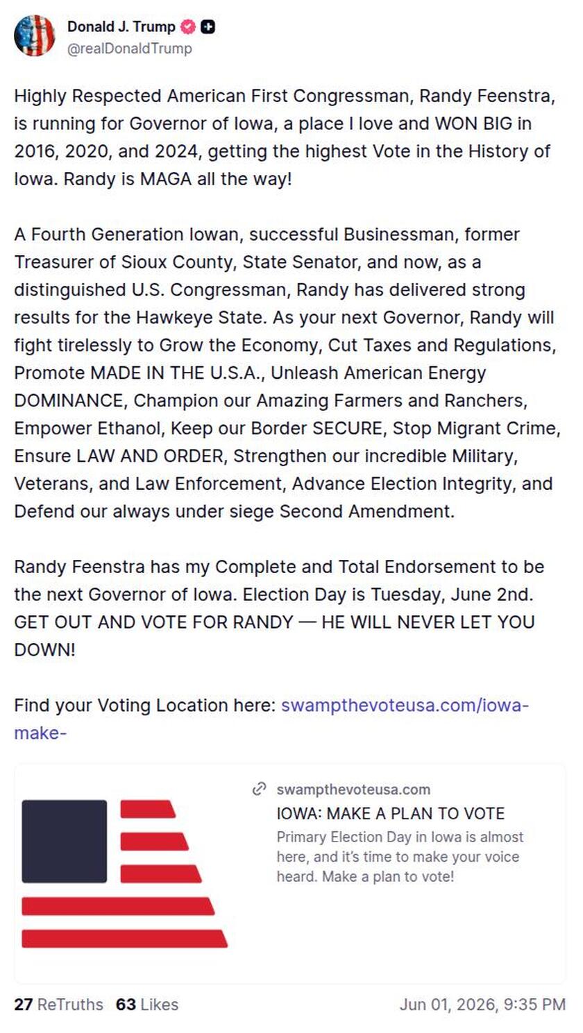 Post preview from Donald Trump