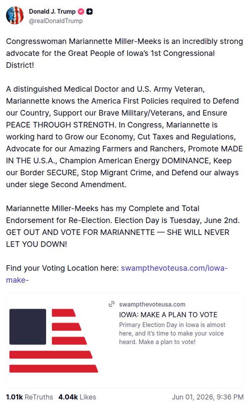 Post preview from Donald Trump