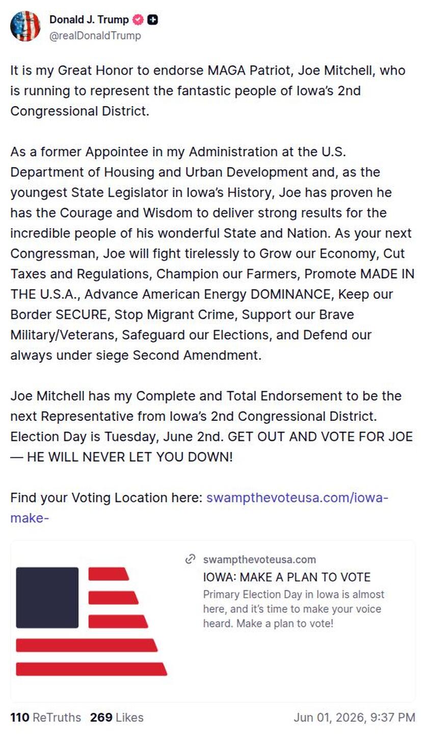 Post preview from Donald Trump