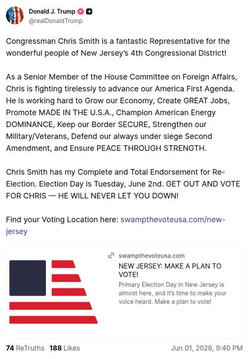 Post preview from Donald Trump