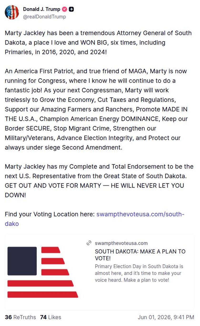 Post image from Donald Trump