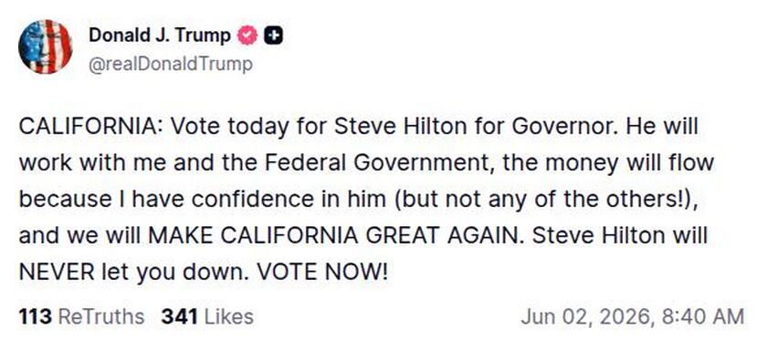 Post preview from Donald Trump