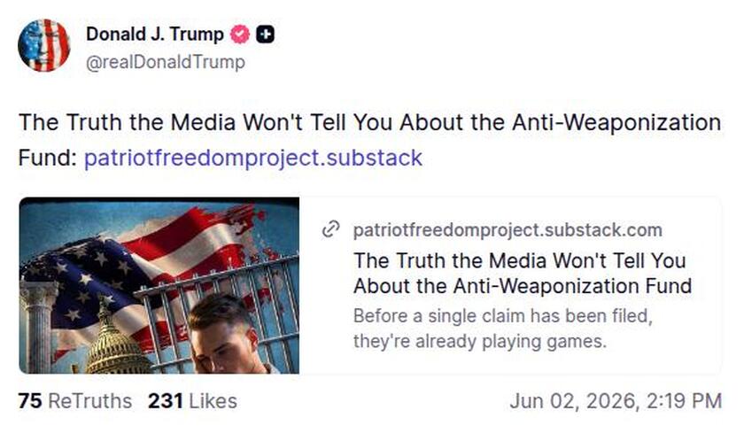 Post preview from Donald Trump