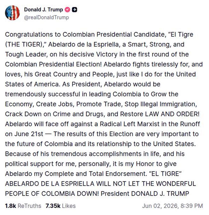 Post preview from Donald Trump