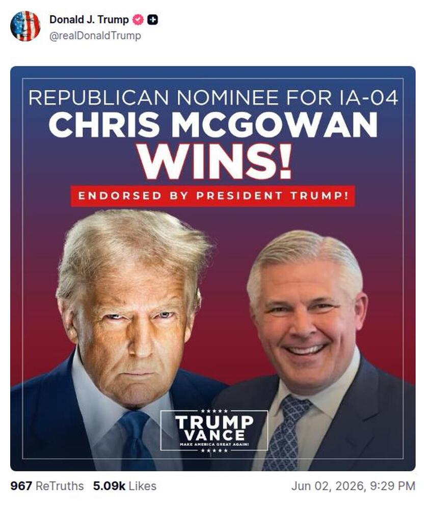 Post preview from Donald Trump