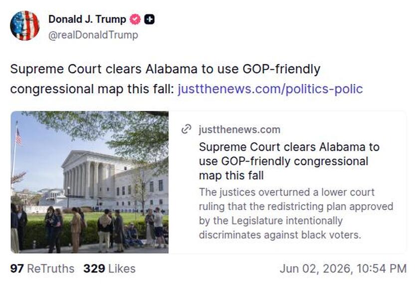 Post preview from Donald Trump