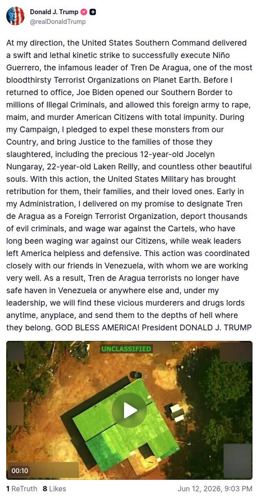 Post image from Donald Trump