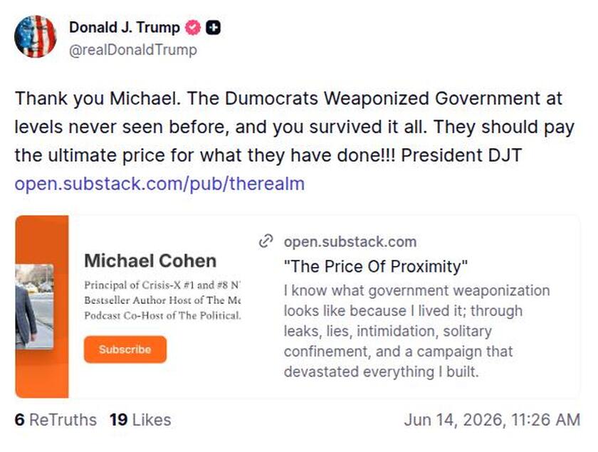 Post image from Donald Trump