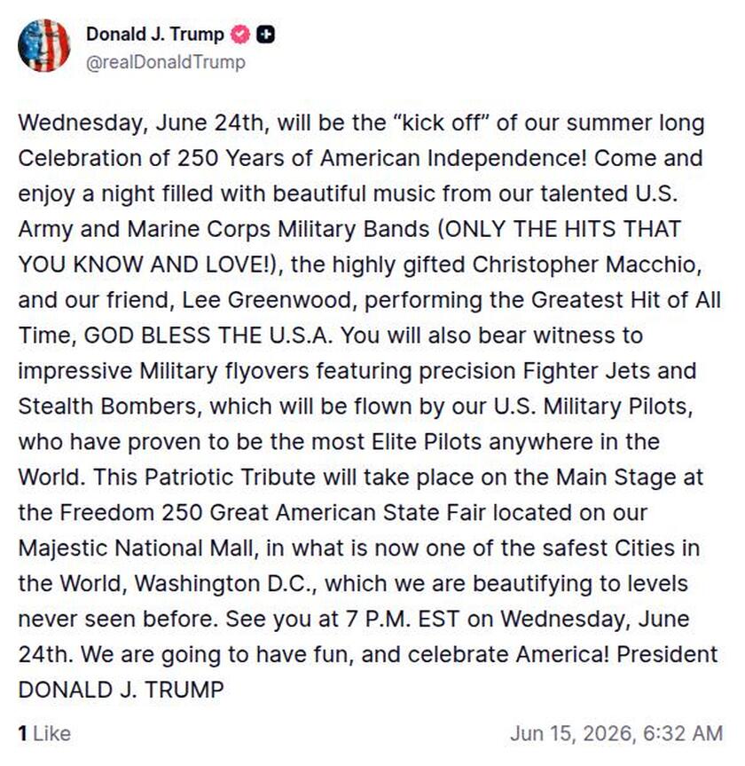 Post image from Donald Trump