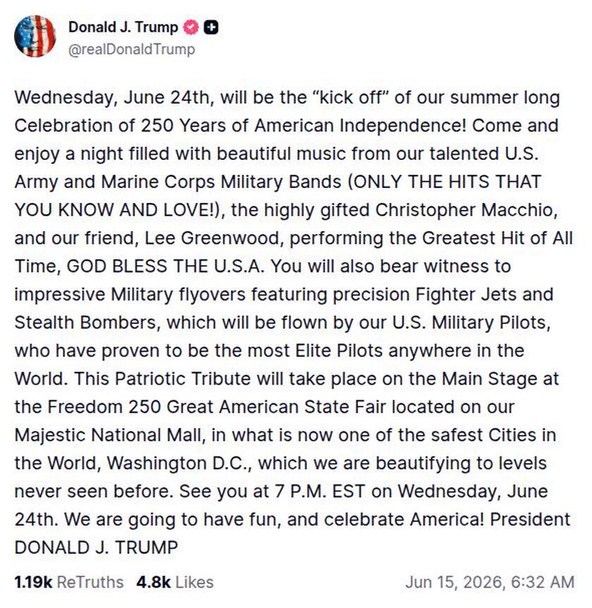 Post image from Donald Trump