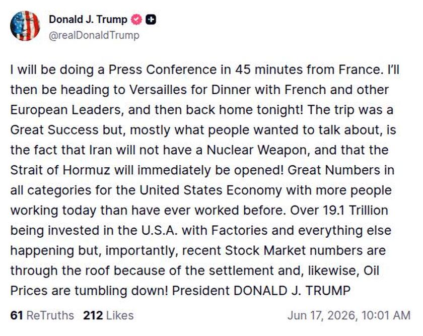 Post image from Donald Trump