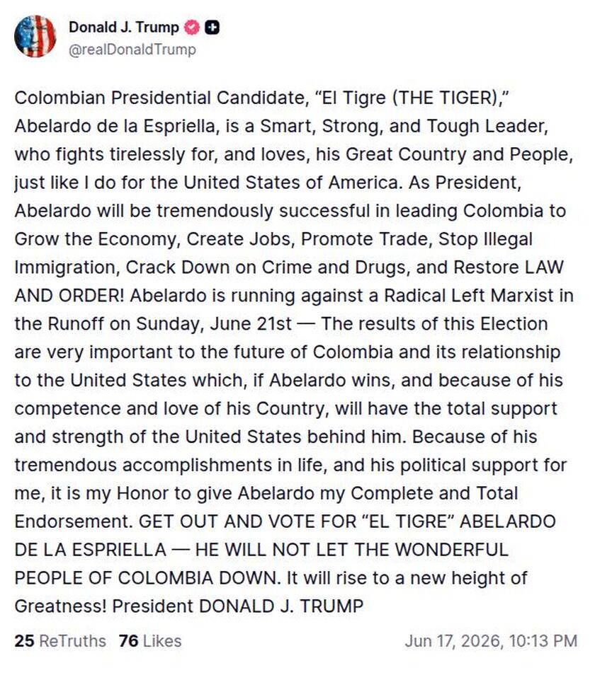 Post image from Donald Trump