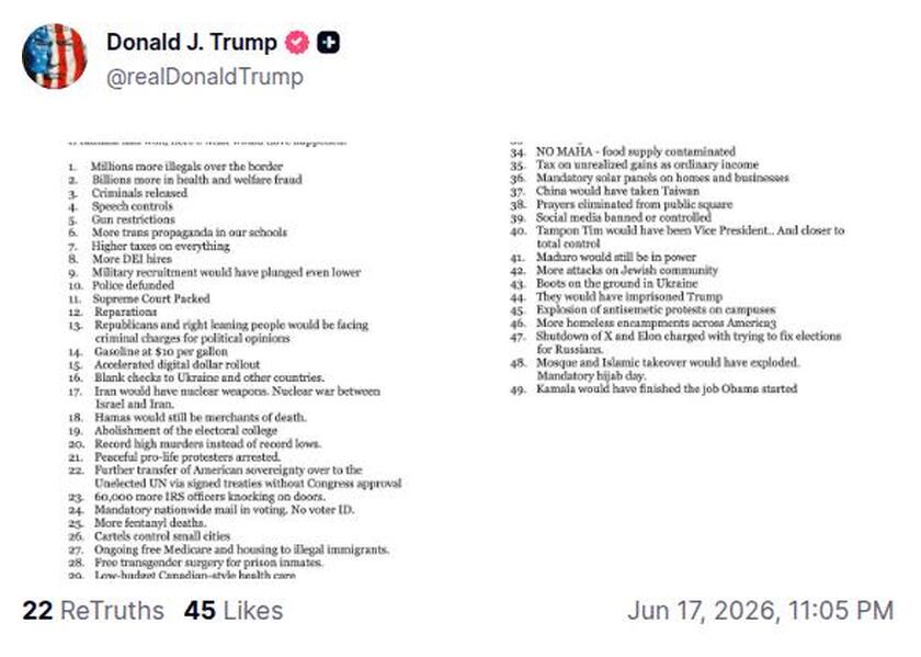 Post image from Donald Trump