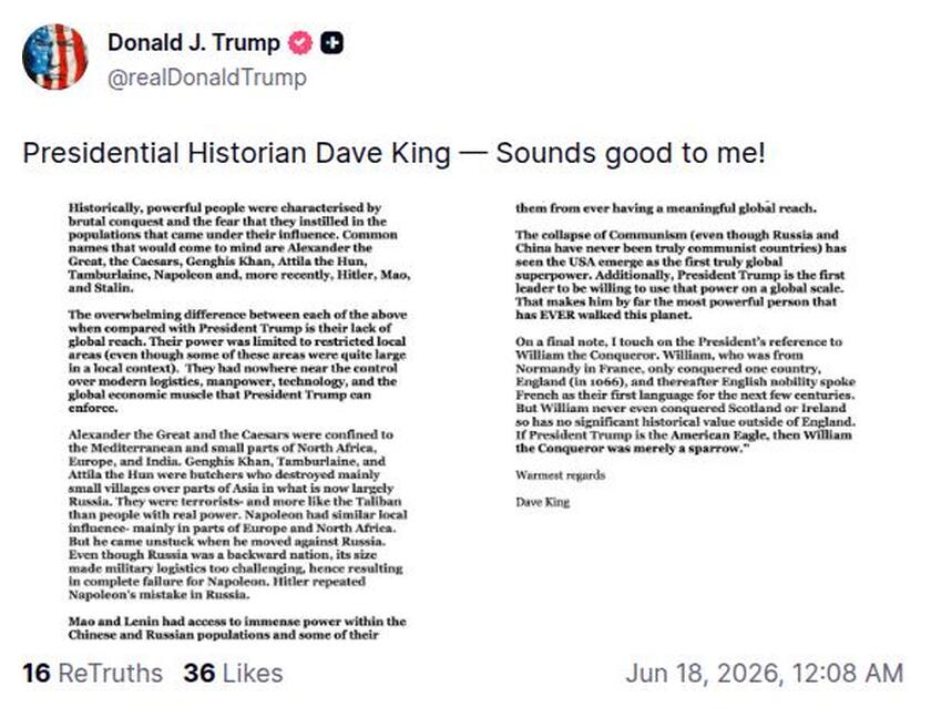 Post preview from Donald Trump