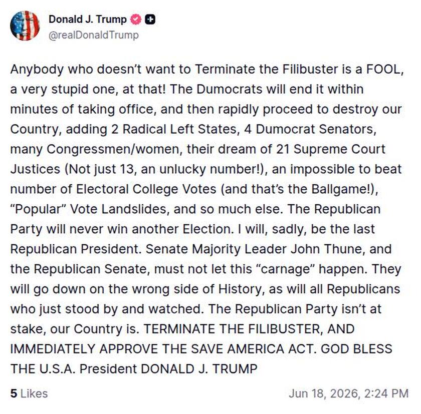 Post image from Donald Trump