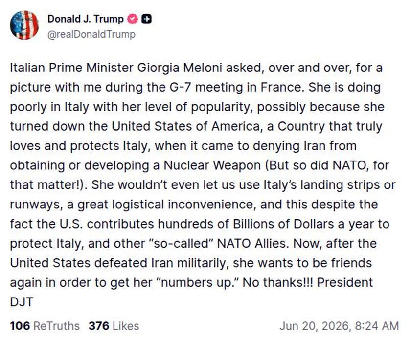Post image from Donald Trump
