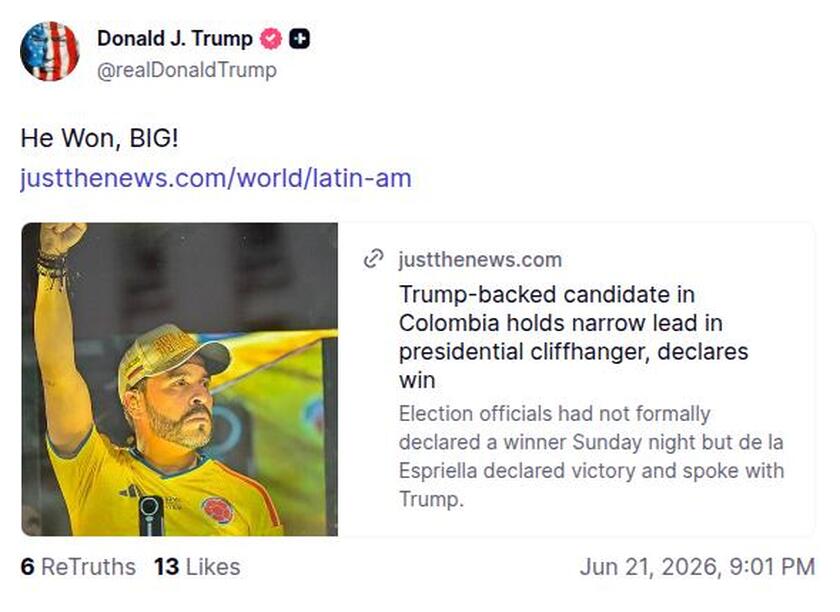 Post image from Donald Trump