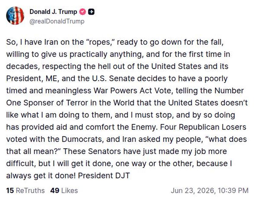 Post image from Donald Trump