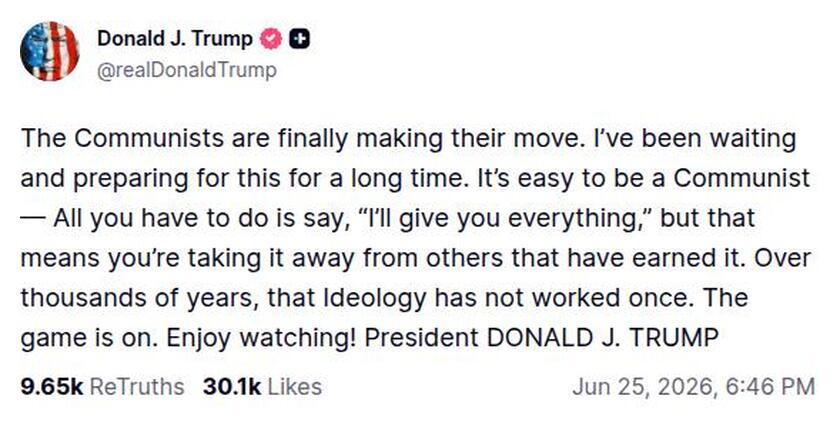 Post image from Donald Trump