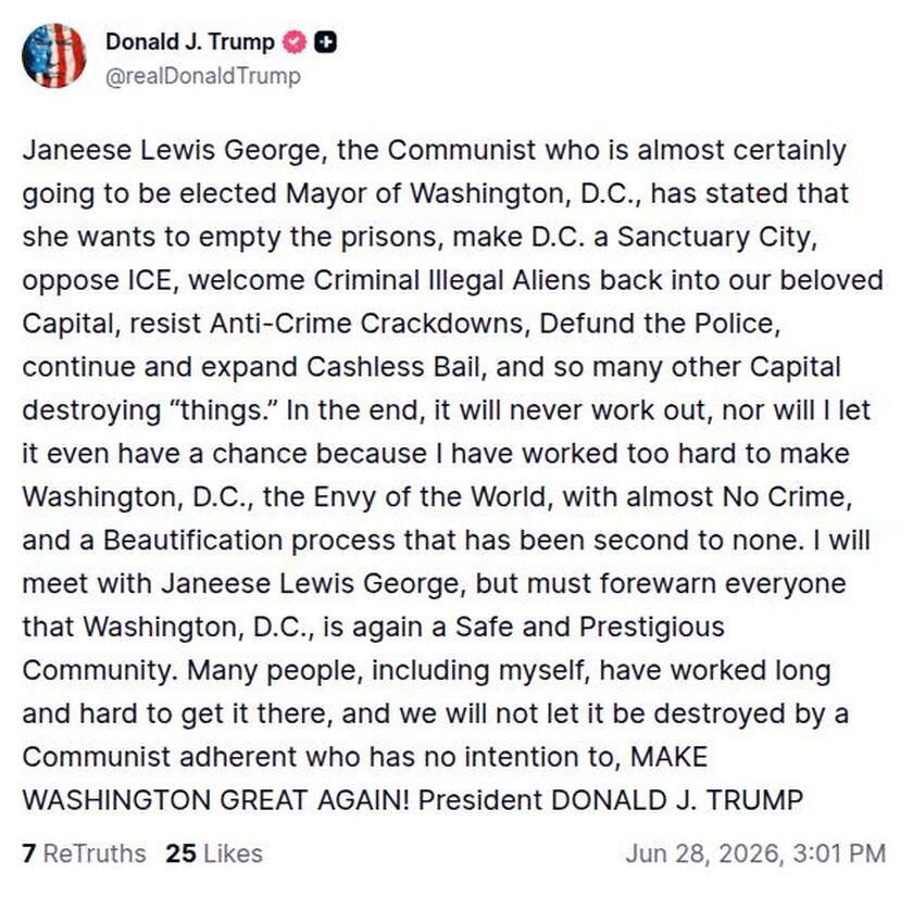 Post image from Donald Trump