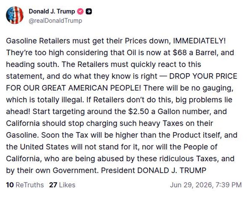 Post image from Donald Trump